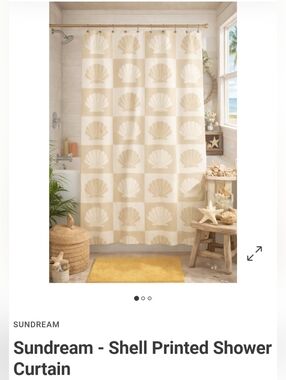 NWT Sundream Shell Printed Shower Curtain- Tan/Cream